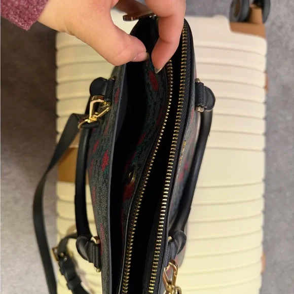 Michael Kors Black and Red Rose Satchel - Picture 3 of 5